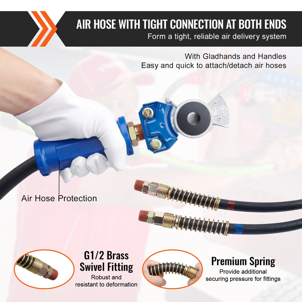 12FT Semi Truck Air Lines Kit with Glad Hands