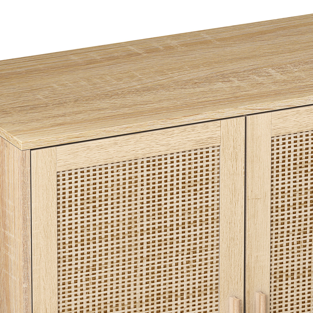 Elegant and Functional 4-Door Rattan Decorative Storage Cabinet