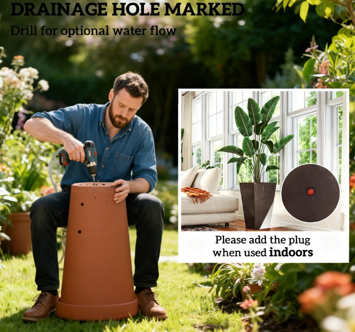 Outdoor Flower Plant Pots - Set of 3 Tall Planters