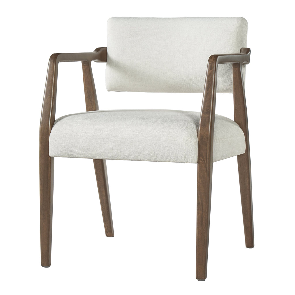 Mid-Century Rubber Wood Upholstered Dining Armchair (Set of 2)