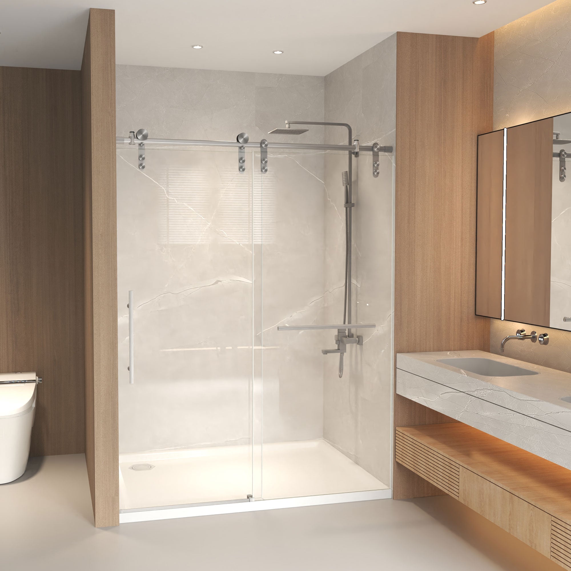 Frameless Sliding Shower Door - 56-60" x 76" H