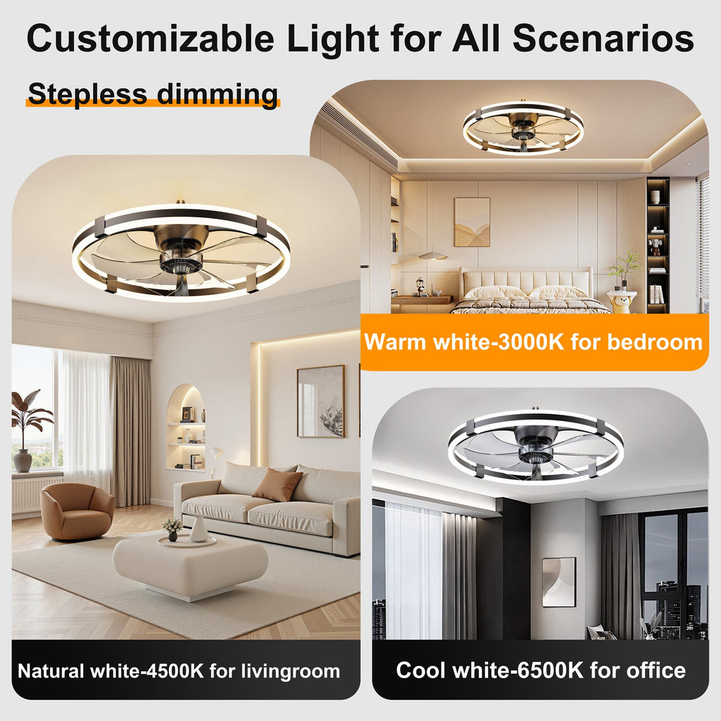 23.6'' LED Ceiling Fan Light Remote DC Motor