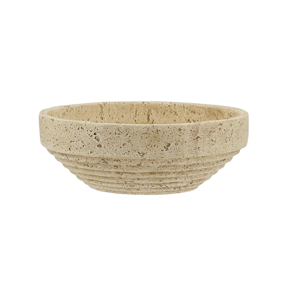 Cement Ribbed Decorative Bowl