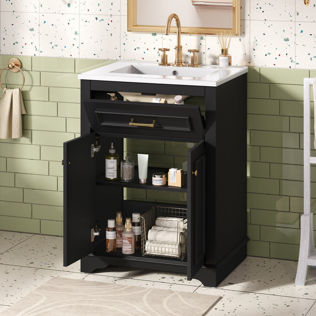 24" Bathroom Vanity with Integrated Ceramic Sink