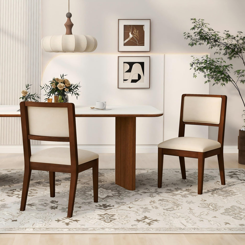 Set of 2 Compact Rubber Wood Dining Chairs