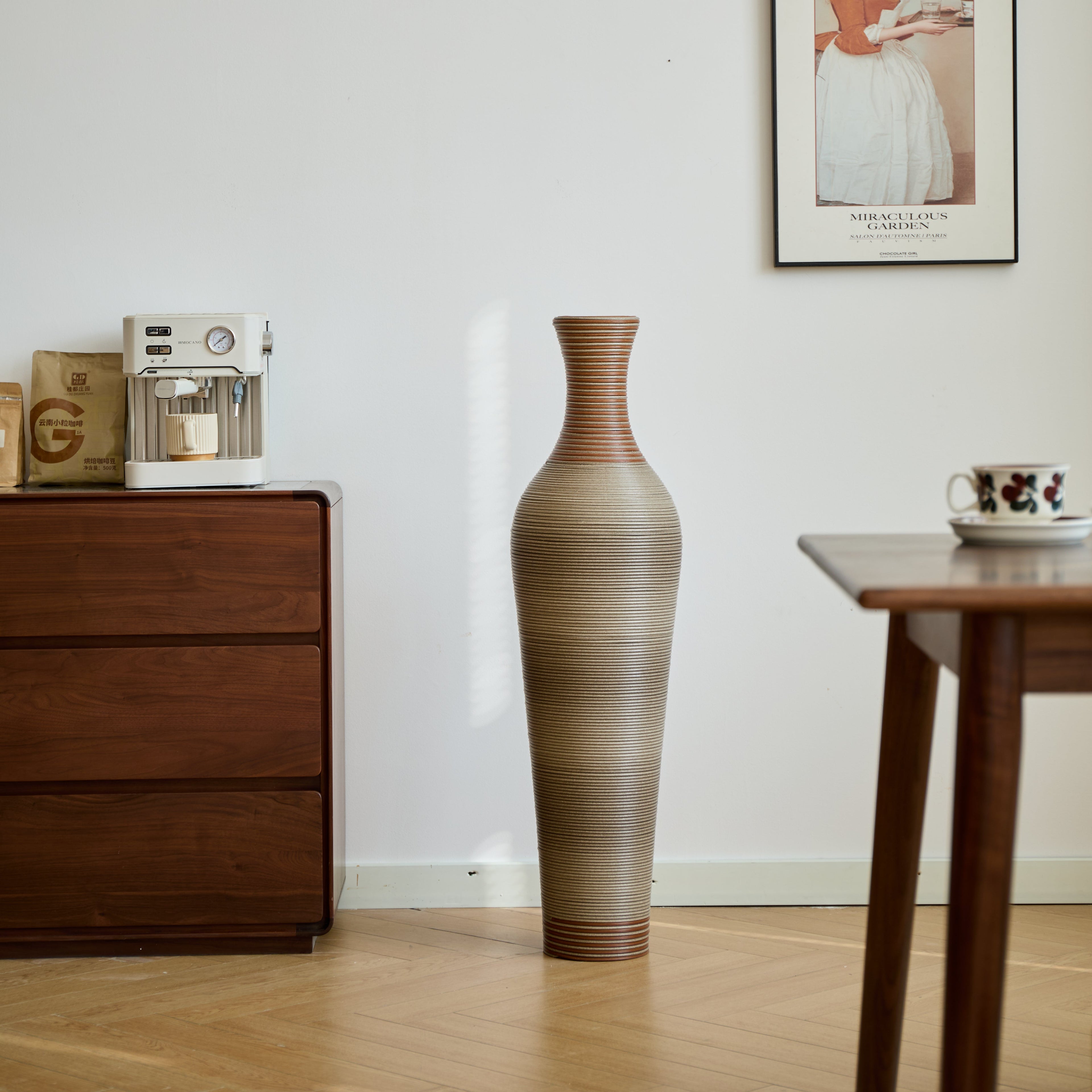 Hand-Woven PVC Rattan Floor Vase