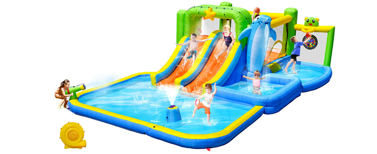 9 In 1 Inflatable Bounce House with Blower and Pool