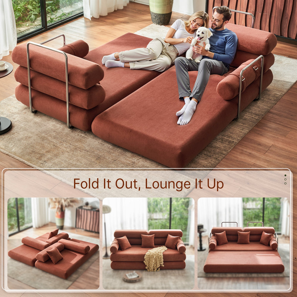 Convertible L-Shaped Sectional Sofa Bed
