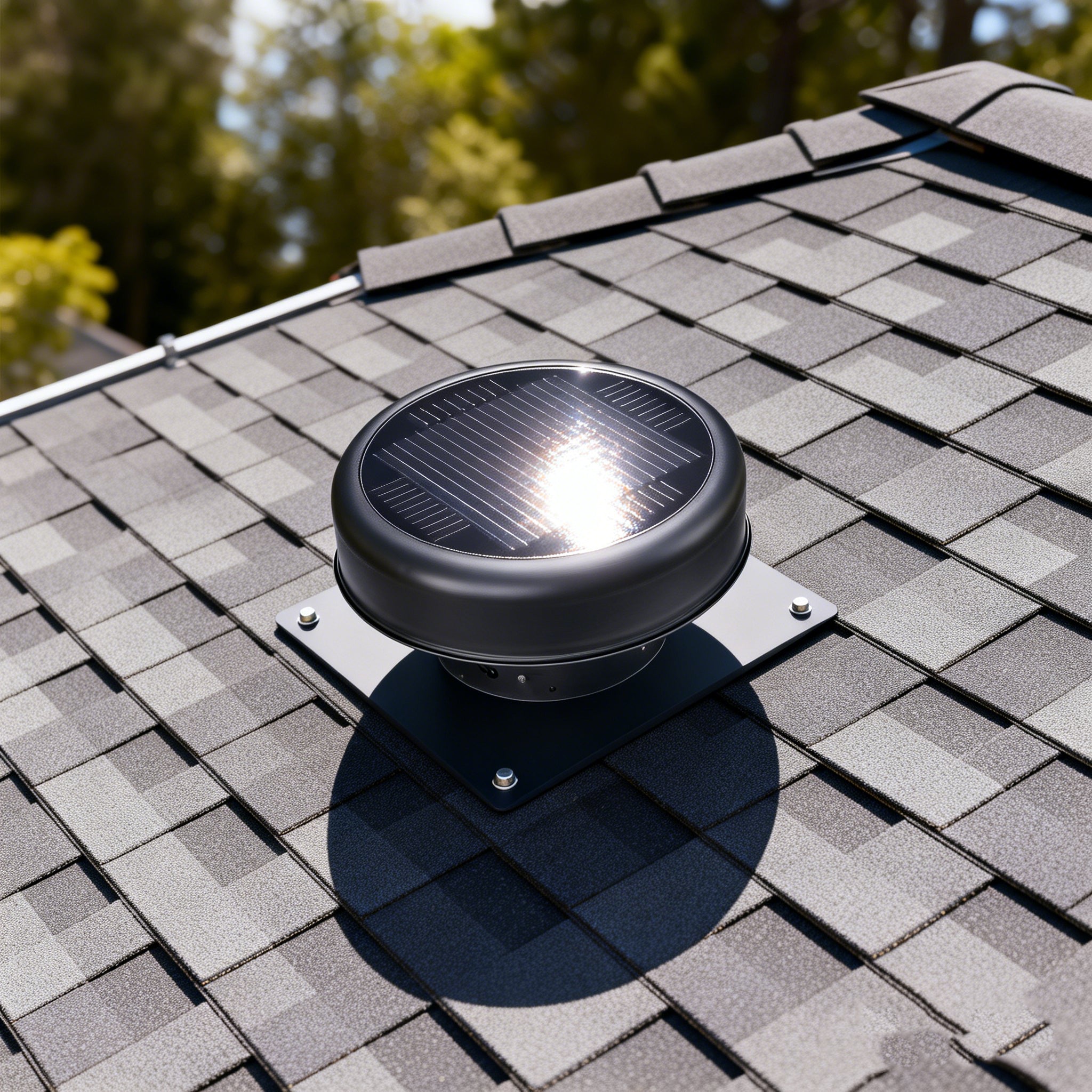12" Flush Mount Round Solar Roof Vent Fan, 30W Dual Power