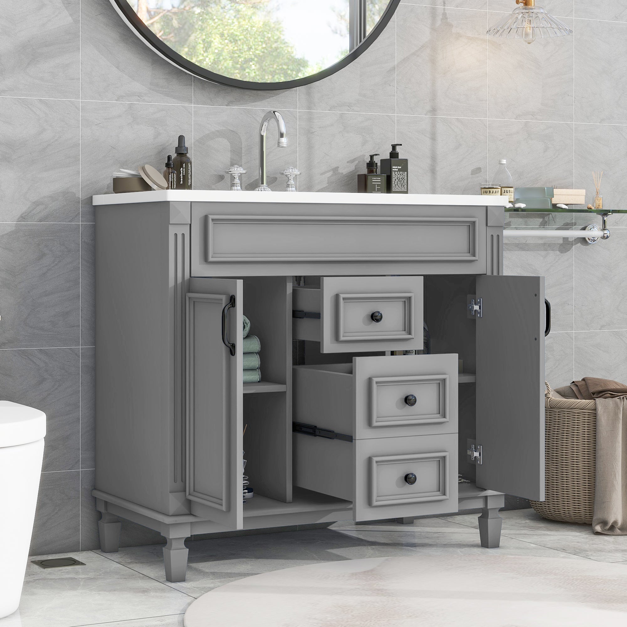 36" Bathroom Vanity with Top Sink