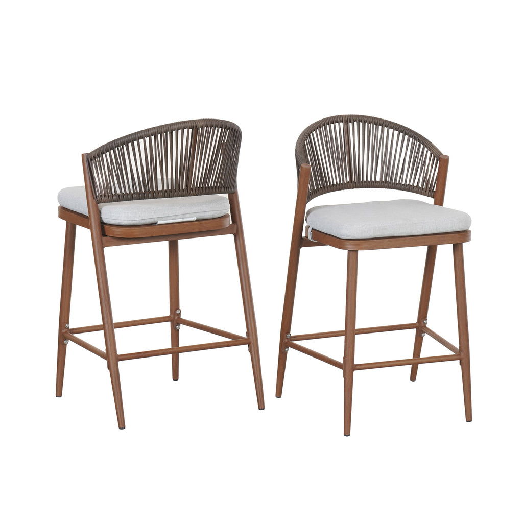 Outdoor 26" Seat Height Aluminum Frame Counter Stools - Set of 2