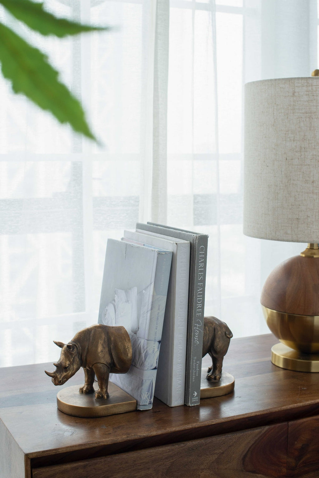 Rhino Bronze Bookends - Set of 2