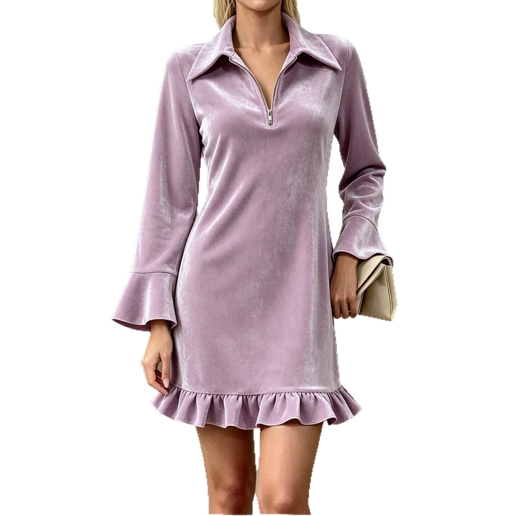 Women's Fashion Korean Velvet Elegant Slim-Fit Dress