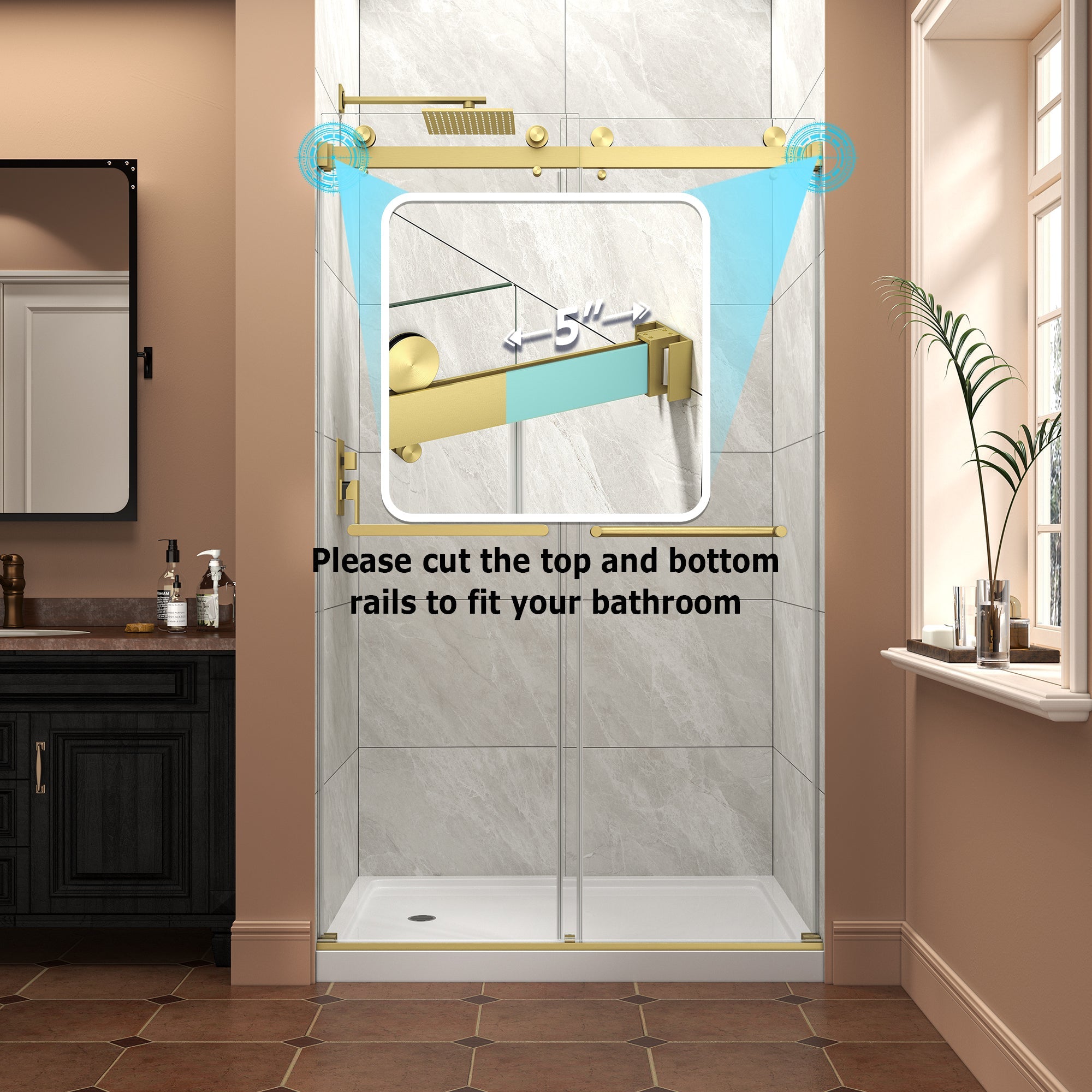 43"-48" W x 76" H Brushed Shower Door