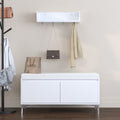 Wall-Mounted Entryway Shelf with Hooks and Storage Bench Set