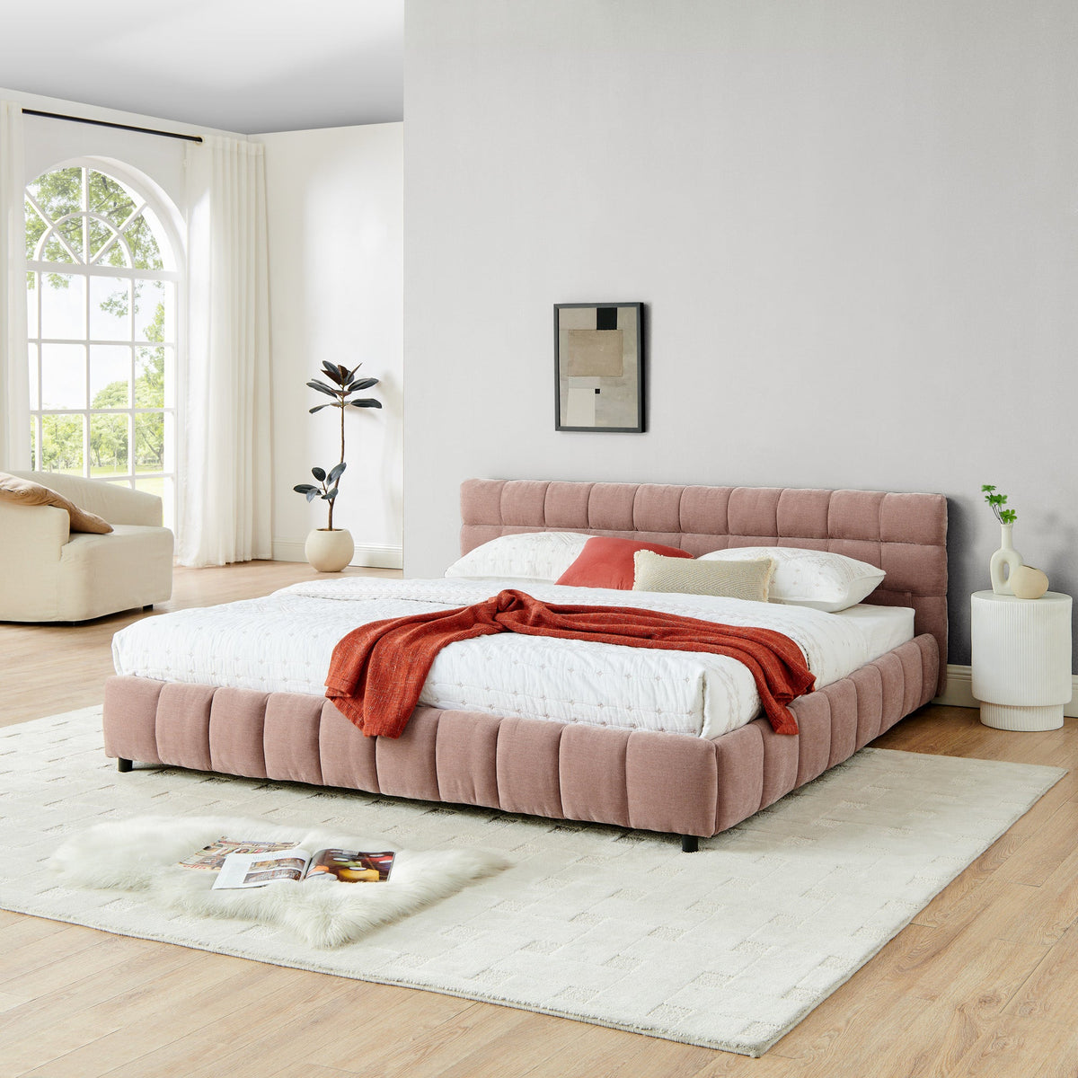 King Size Upholstered Bed Frame with Storage