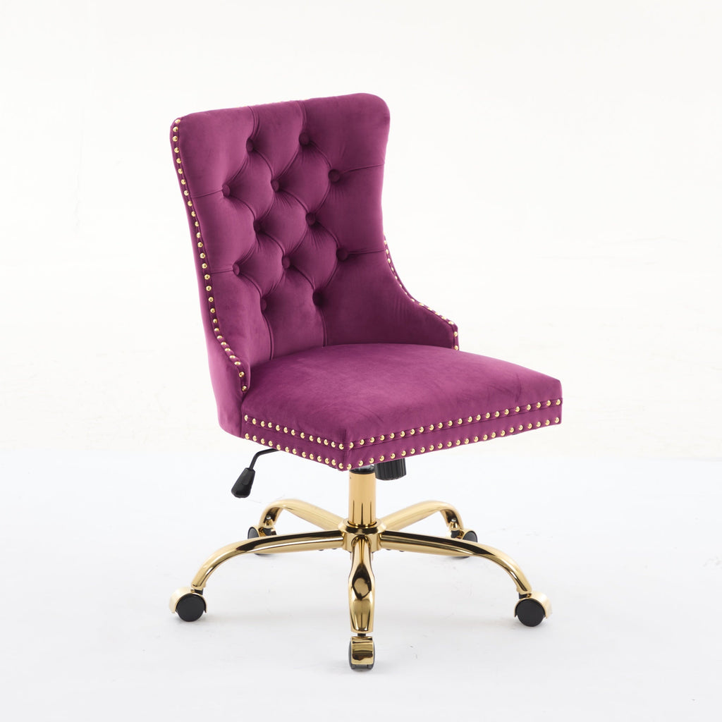 A&A Furniture Modern Velvet Upholstered Office Chair - Purple