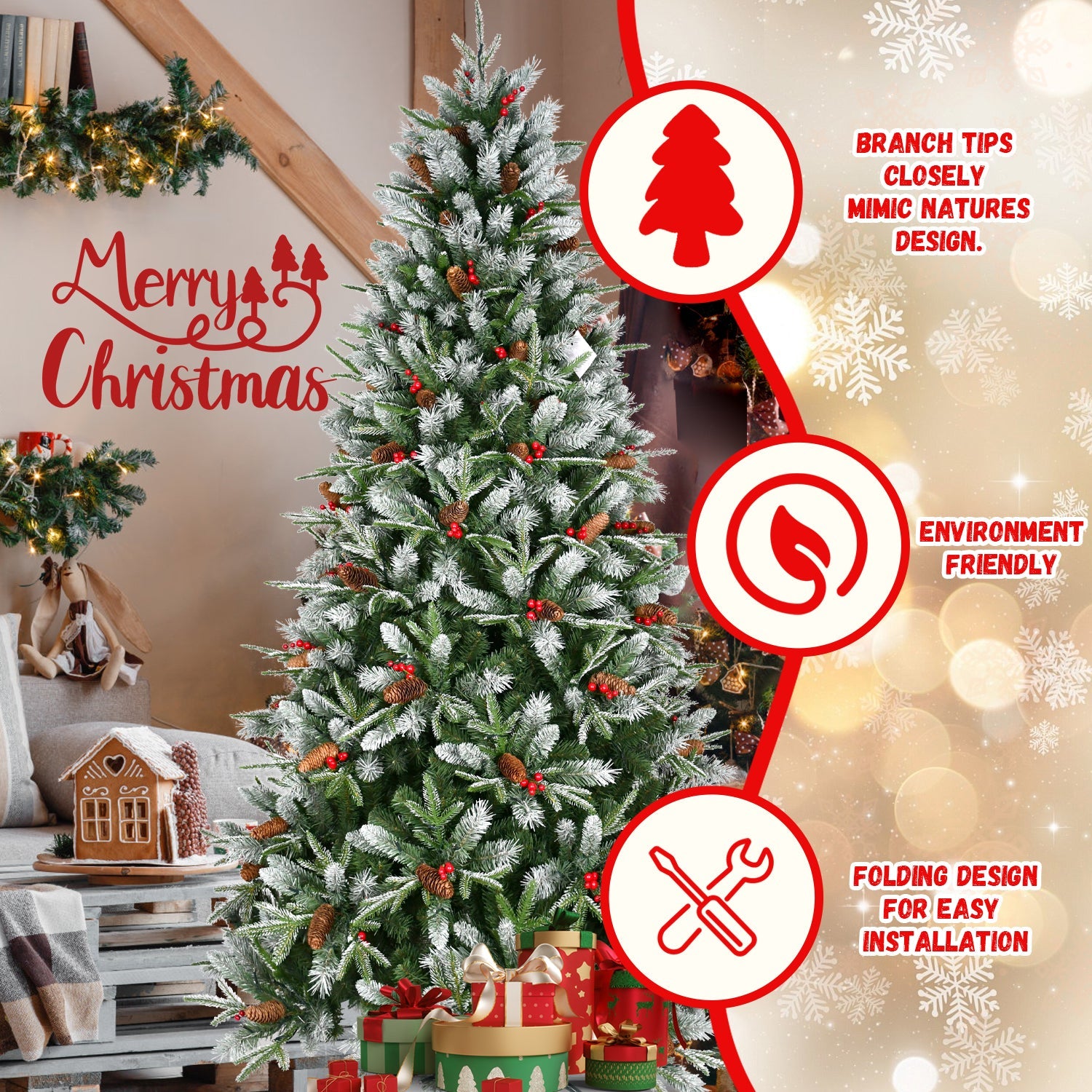 7.5FT Christmas Tree with 2514 Tips