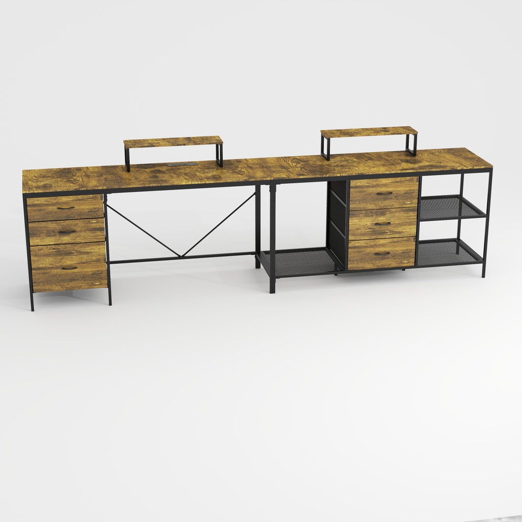 114" L-Shaped Desk with Power Hub, Industrial Design