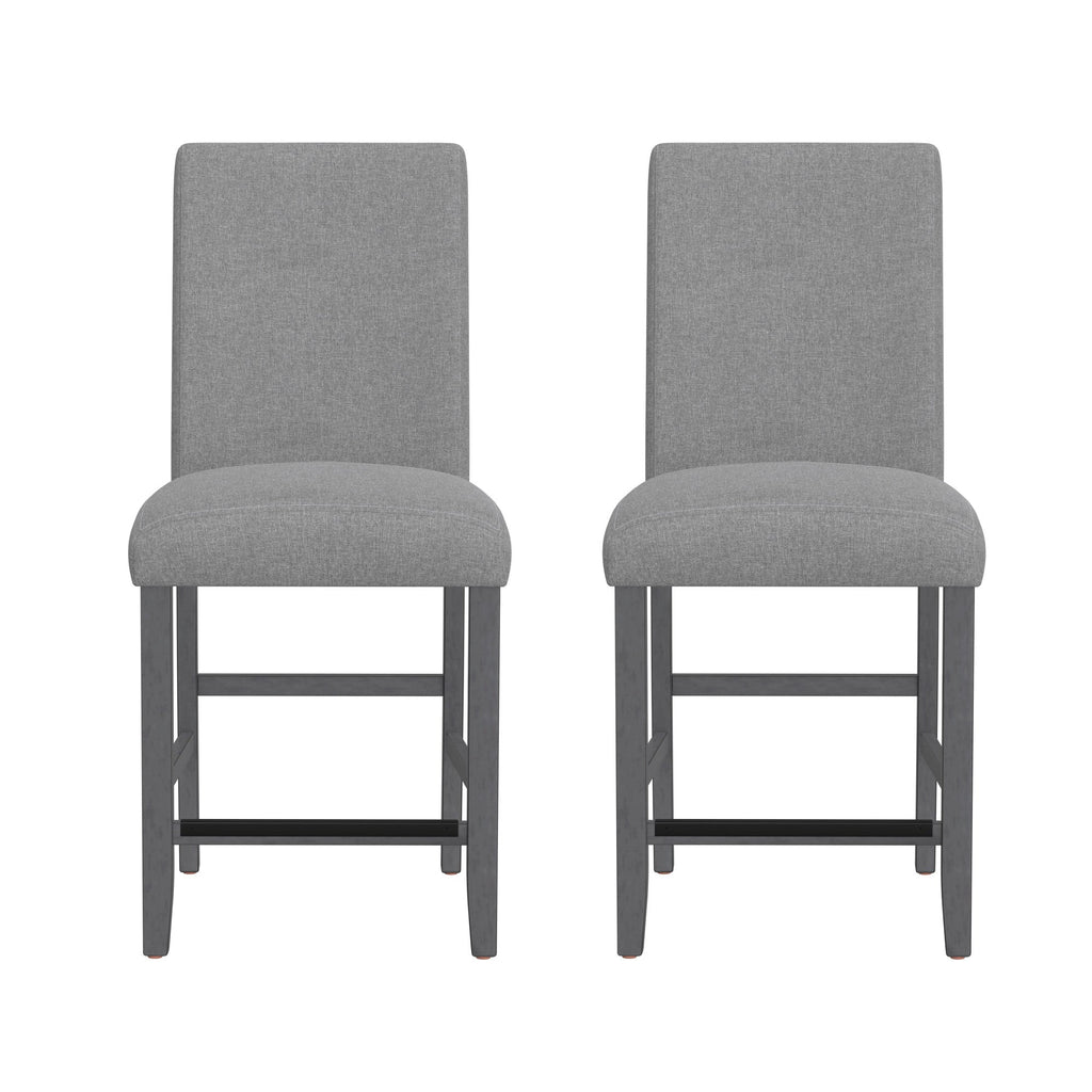 Gray Upholstered Barstools, Set of 2
