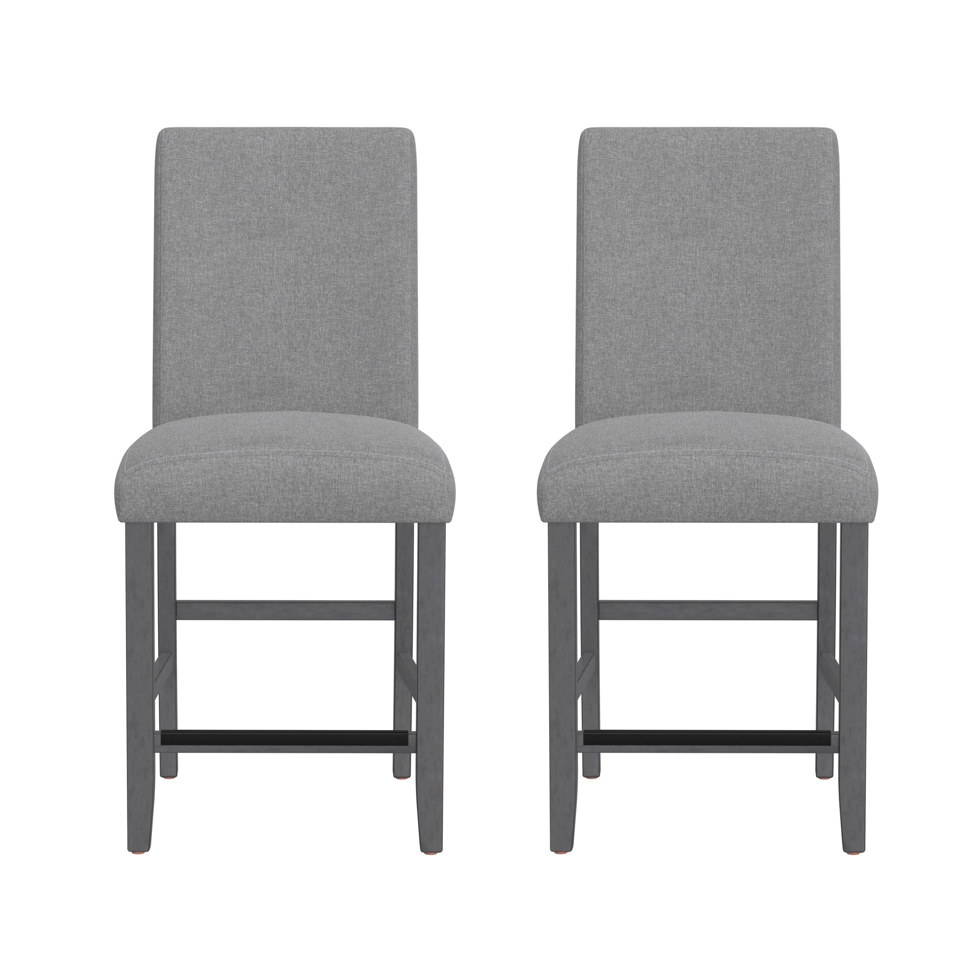 Gray Upholstered Barstools, Set of 2