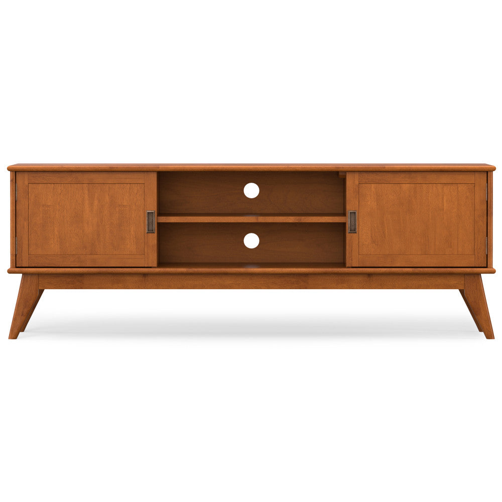 Draper 72 Inch Wide Solid Wood Mid Century TV Stand in Teak