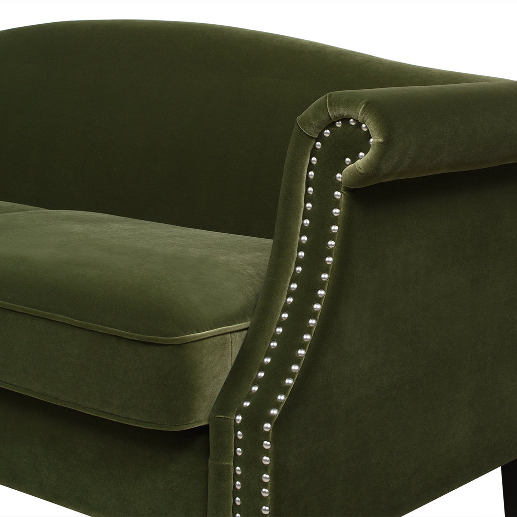 Elaine 77" Camel Back Small Space Sofa, Olive