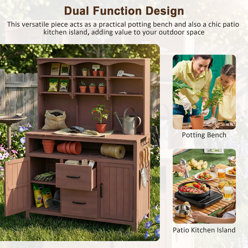 TOPMAX Large Fir Wood Potting Bench