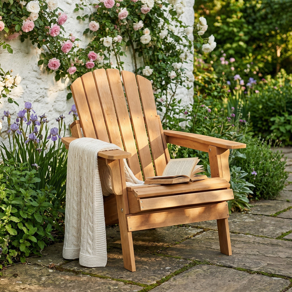 Oversize Wooden Outdoor Folding Adirondack Chair