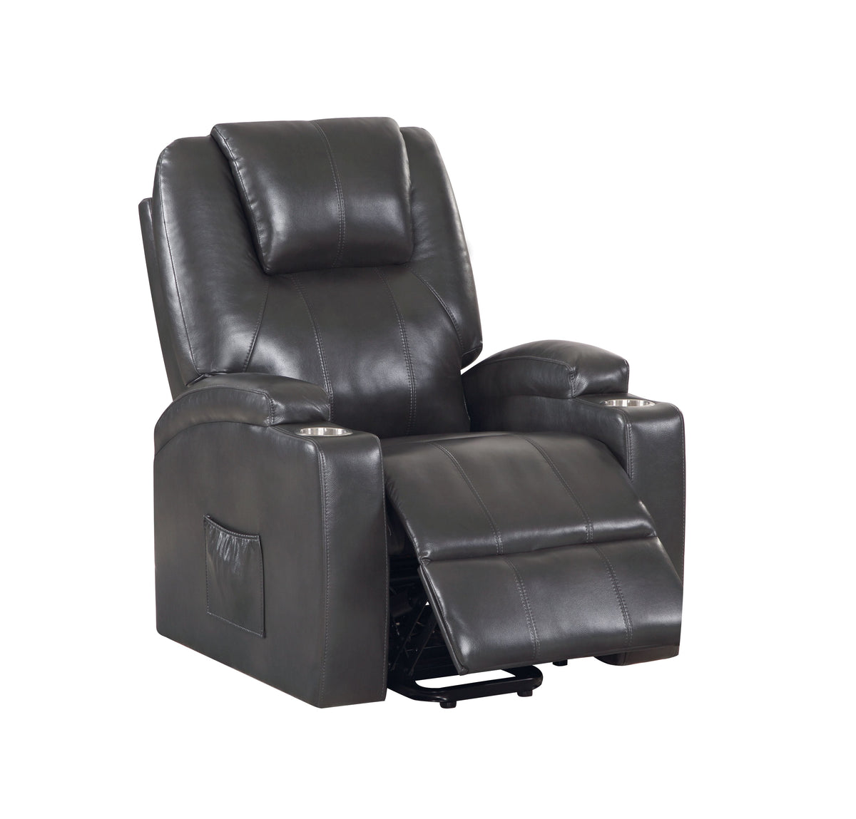 Gunmetal Leather Aire Recliner with Power Lift & Massage