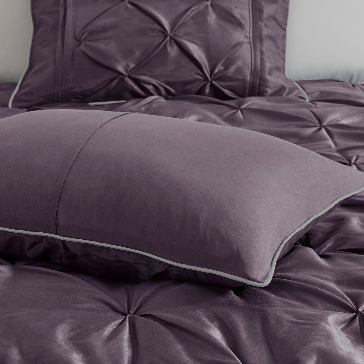 7 Piece Tufted Comforter Set - Plum - King
