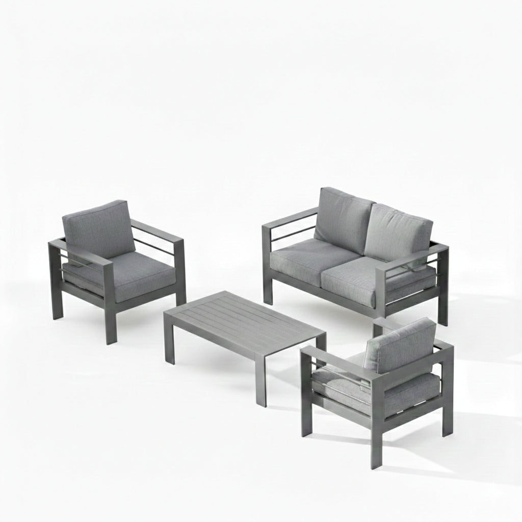 4-Piece Modern Aluminum Patio Conversation Set