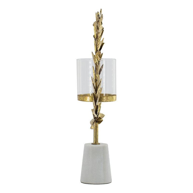 Iron Floral Hurricane with Marble Base