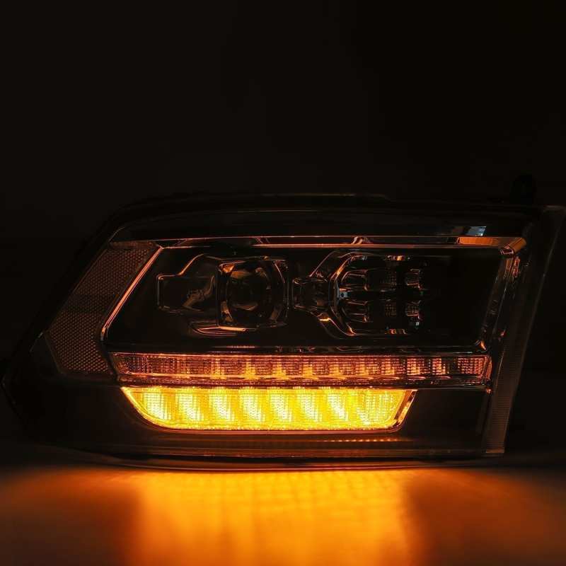 AlphaRex 09-18 Dodge Ram 1500HD PRO-Series Proj Headlight Plnk Style Blk w/Chrm Acc w/Seq Signal/DRL 880523 *Discontinued
