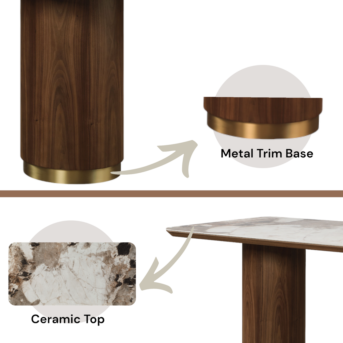Willene Ceramic Top Dining Table