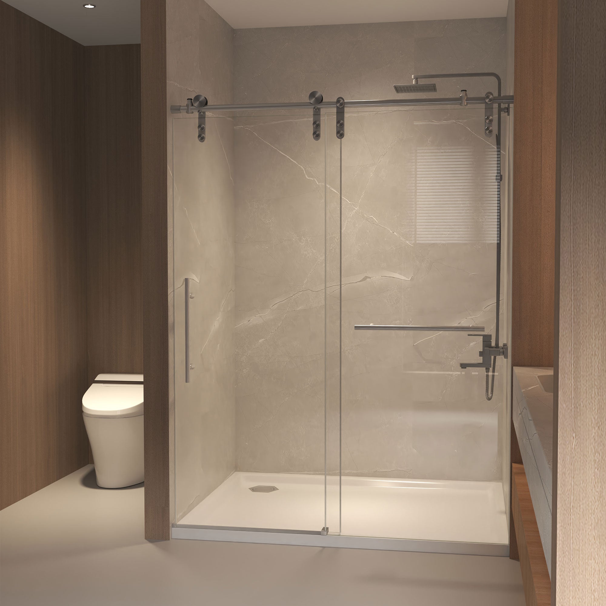 Frameless Sliding Shower Door - 56-60" x 76" H