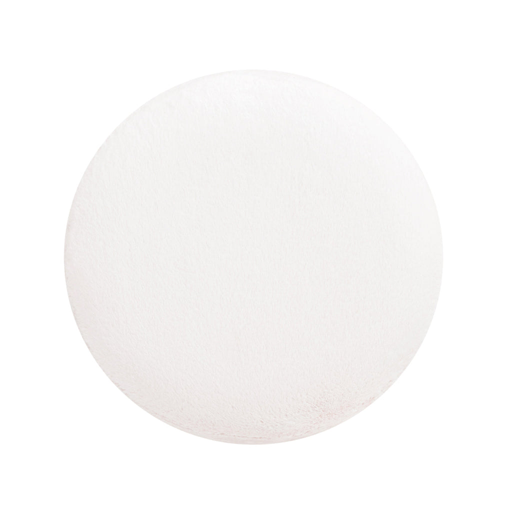 Tilly 16.5" Round Fur Upholstered & Burl Pouf Ottoman