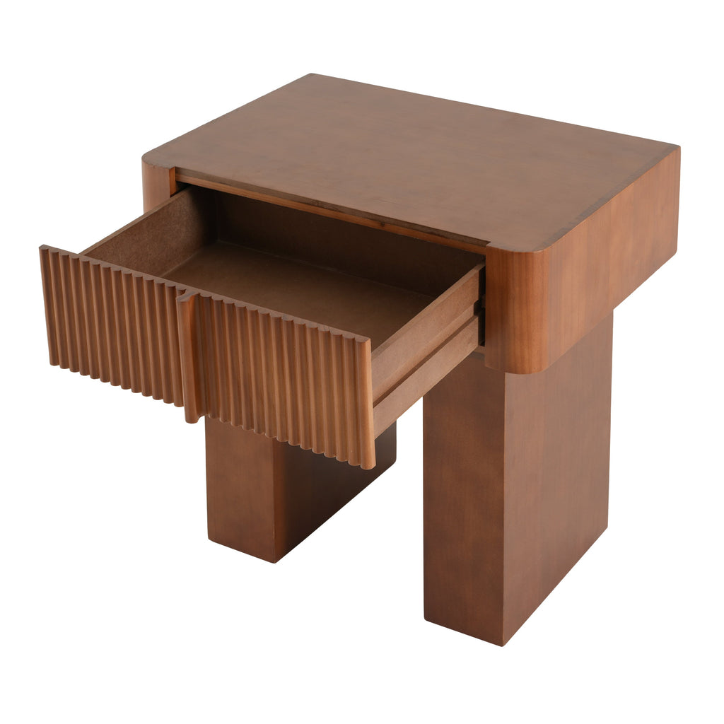 Wood End Table with Drawer, Mid-Century Accent Side Table
