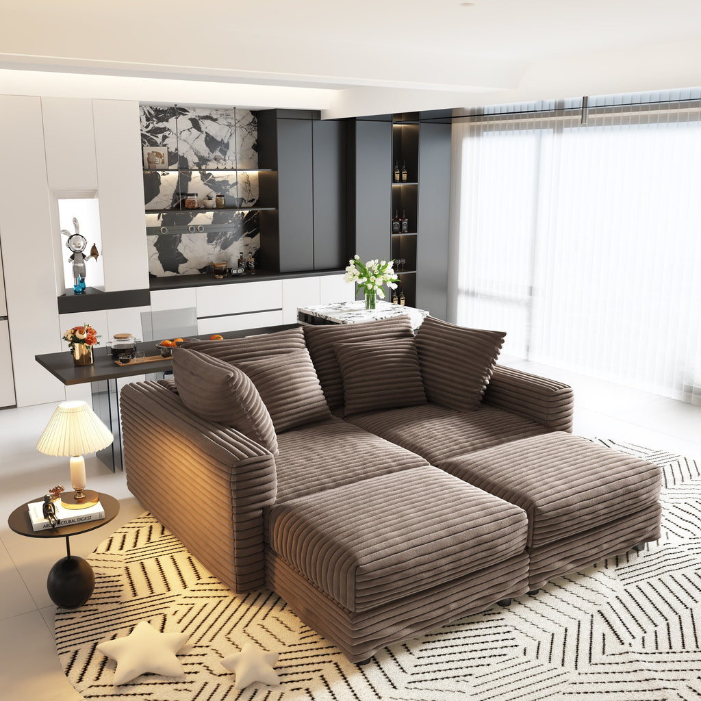 Plush Corduroy 4-Seat Sofa