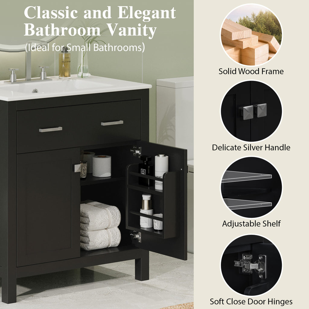 30" Bathroom Vanity with Ceramic Sink - Modern