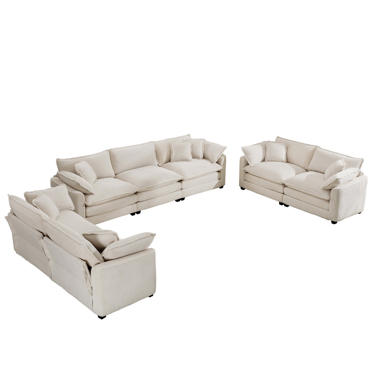 Modern Fabric Living Room Sofa 2-Piece Set