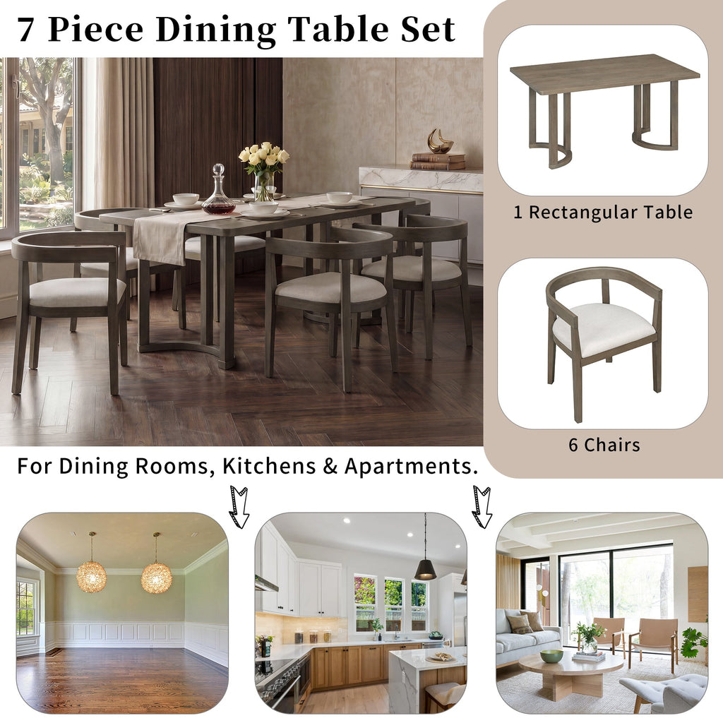 TREXM 7 Piece Dining Table Set for 6, Espresso
