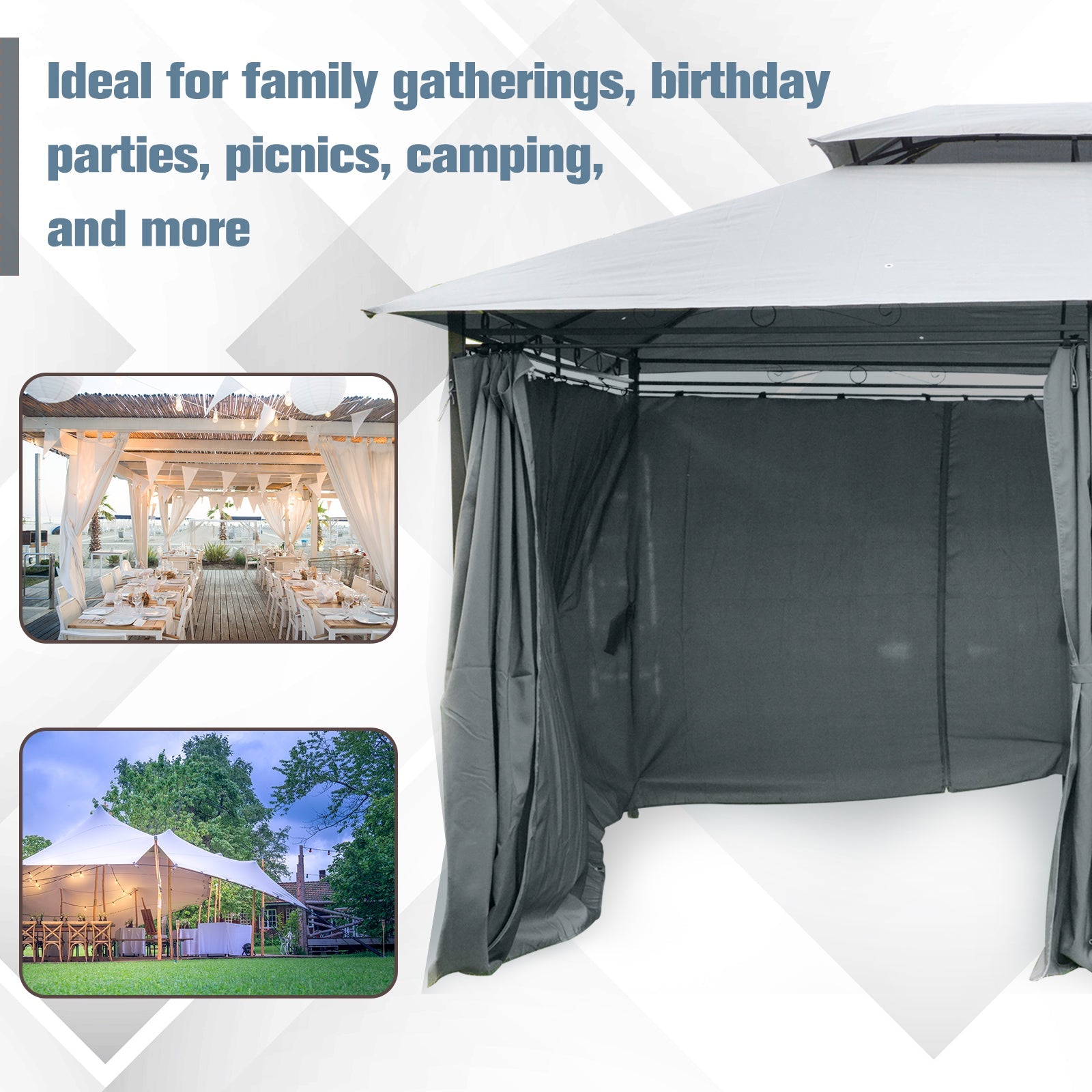 Outsunny 10' x 13' Patio Gazebo, Outdoor Canopy Shelter