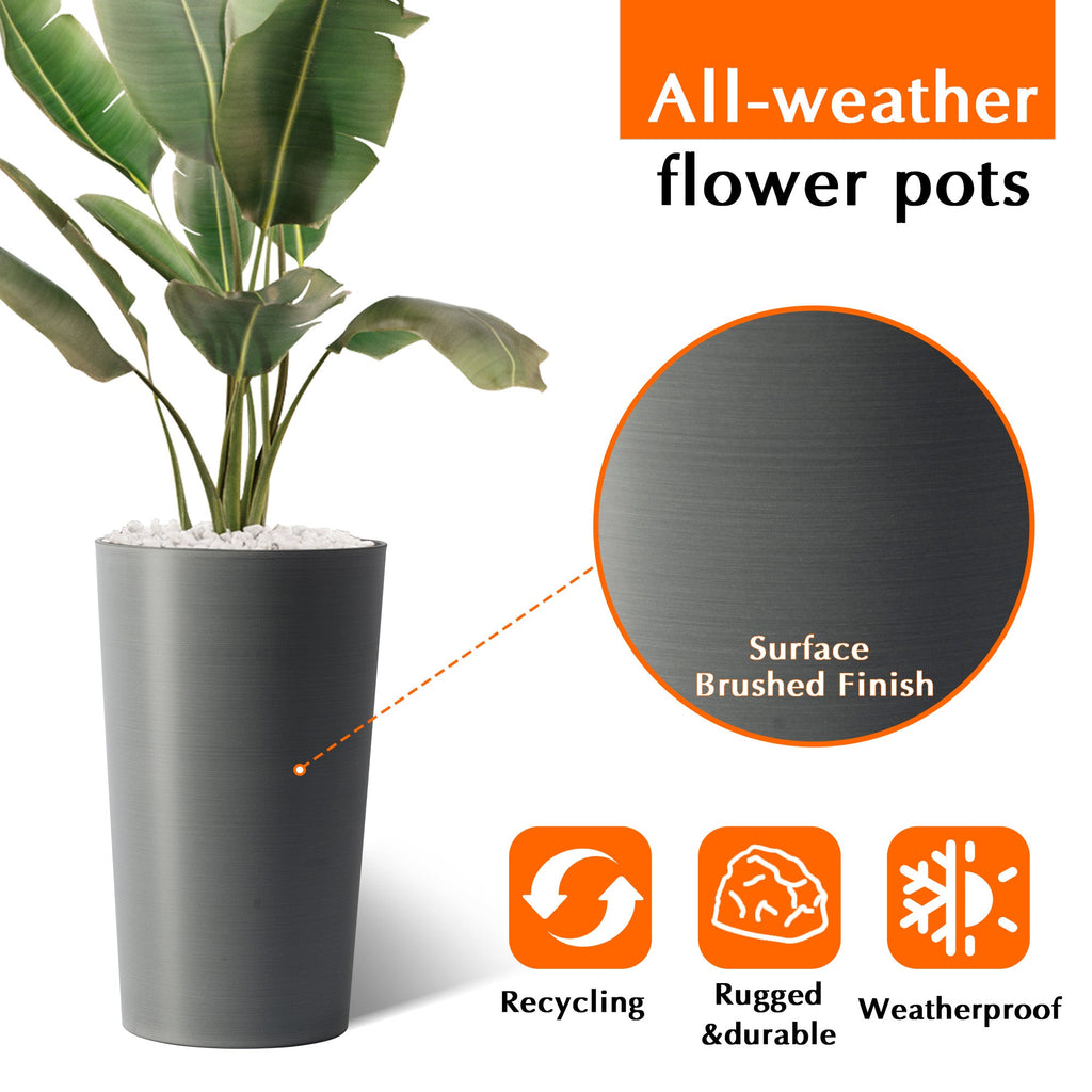 2 Pack Tall 21.7 in Planters for Outdoor Plants