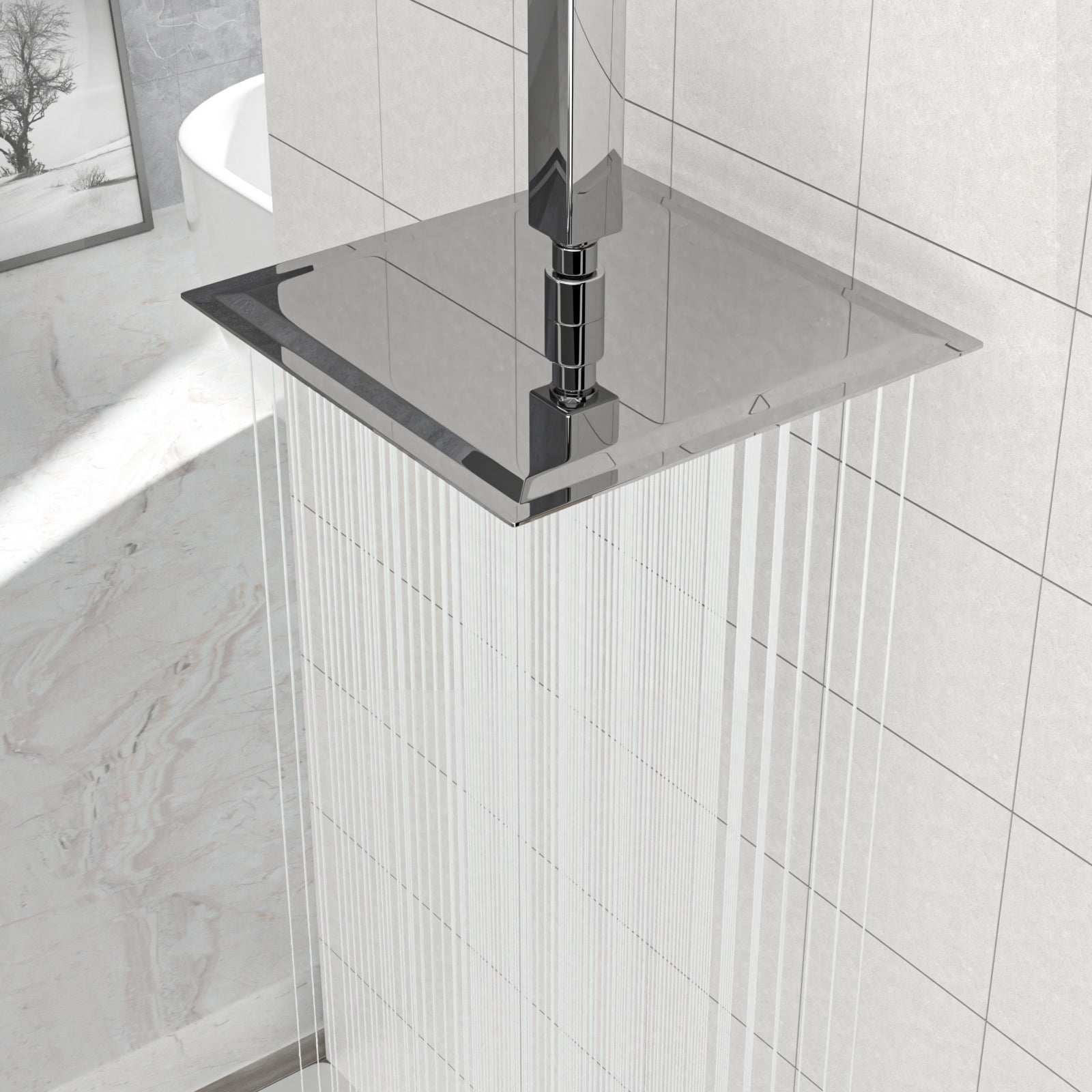 10" Square Rainfall Shower Head, Wall/Ceiling Mounted