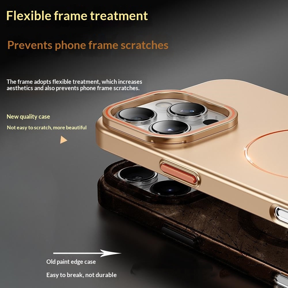 Magnetic Phone Case With A Gold-finish Thin Ring Compatible With The 17 Pro Max