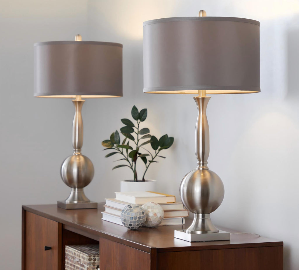 Joan 30" Contemporary Metal Table Lamp in Brushed Nickel