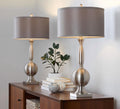Joan 30" Contemporary Metal Table Lamp in Brushed Nickel