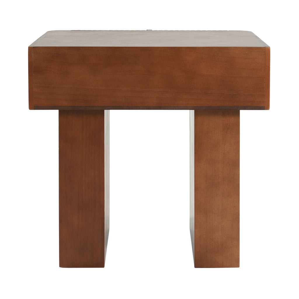 Wood End Table with Drawer, Mid-Century Accent Side Table