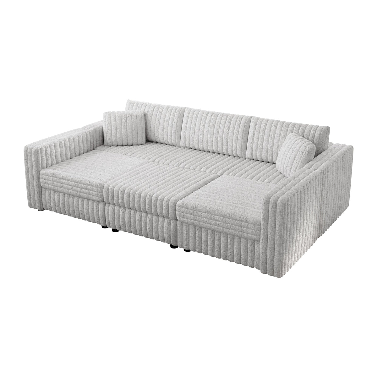 106.3" Soft U-Shaped 6-Person Sofa with Ottoman - Light Gray